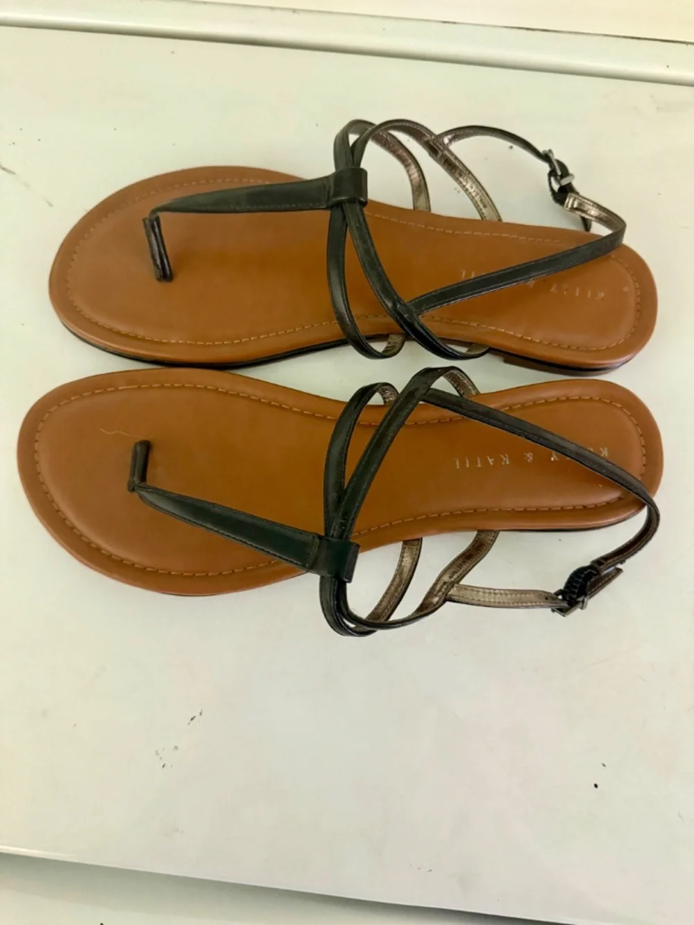 Kelly & Katie Black Sandals with Brown Soles